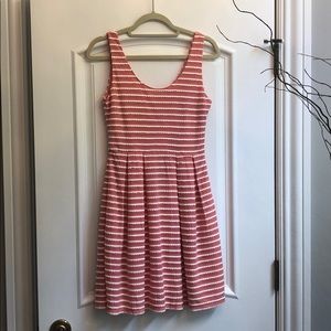 Coral/white striped dress-BRAND NEW